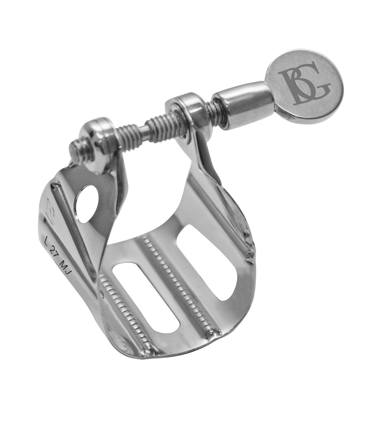 BG France Universal Jazz L27MJ Abrazadera para Saxofón Alto/Tenor - Boquilla de Metal - Plata