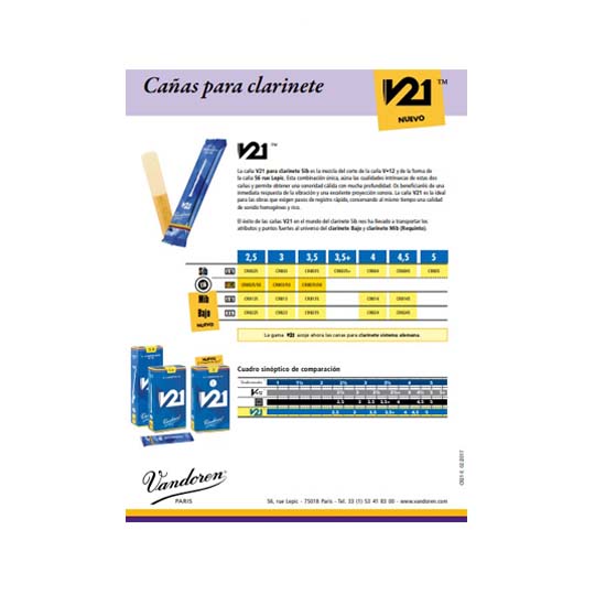 tabla comparativa vandoren v21 clarinete